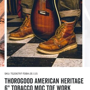 THOROGOOD AMERICAN HERITAGE 6" TOBACCO MOC TOE WORK BOOTS